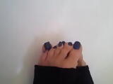 Blue toe nails