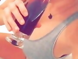 Caroline Vreeland having a drink in her underwear